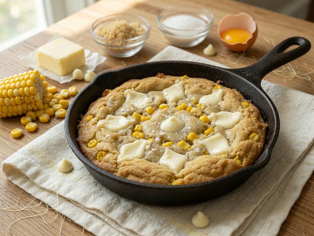 Sweet Corn and White Chocolate Skillet Cookie