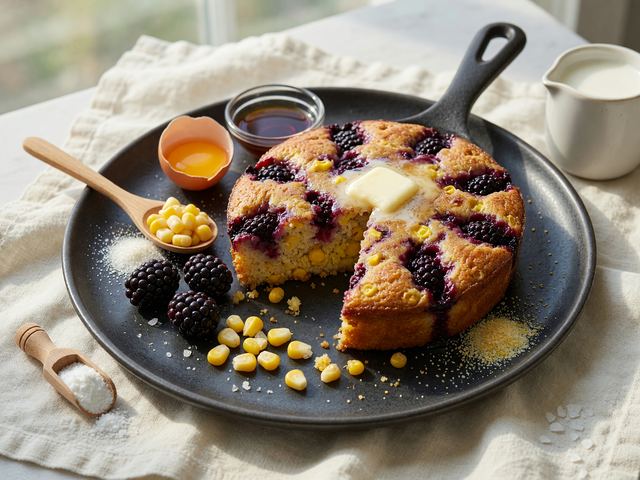 Sweet Corn Blackberry Skillet Cake