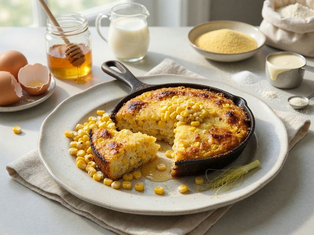 Sweet Corn & Honey Skillet Pudding Cake