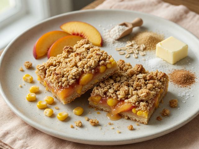 Sweet Corn & Peach Crumble Bars