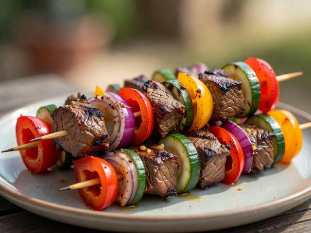Backyard Beef & Veggie Skewers