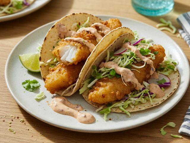 Baja-Style Crispy Fish Tacos with Chipotle Crema and Cabbage Slaw