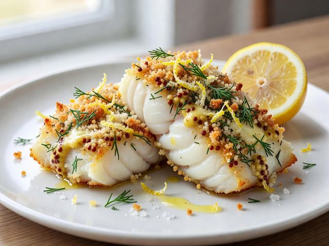 Baked Cod with Mustard Dill Crust