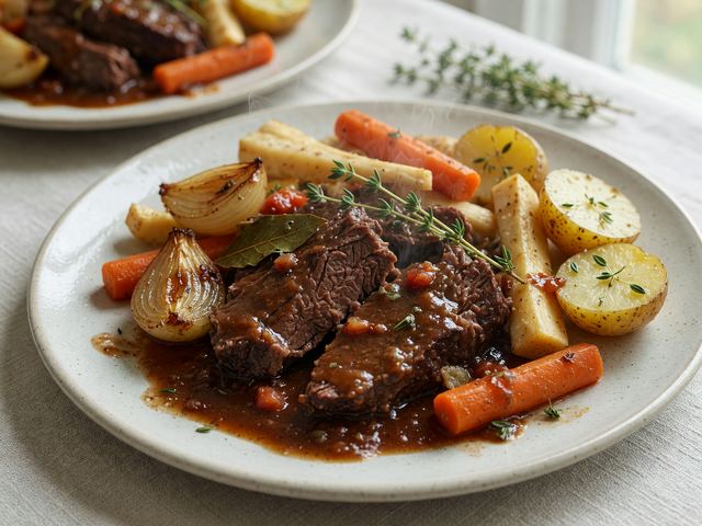 British Pot Roast Crockpot with Veg