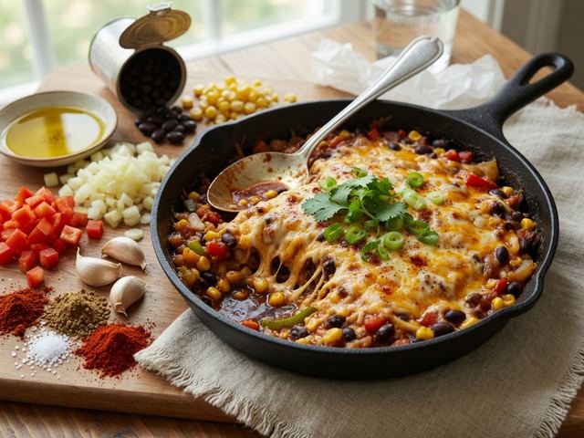 Cheesy Black Bean Enchilada Skillet