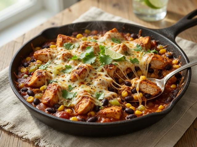 Cheesy Chicken Enchilada Skillet