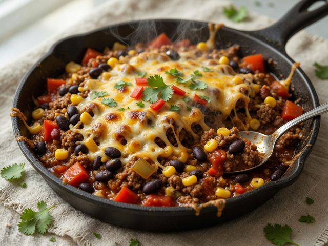 Cheesy Ground Beef Taco Skillet