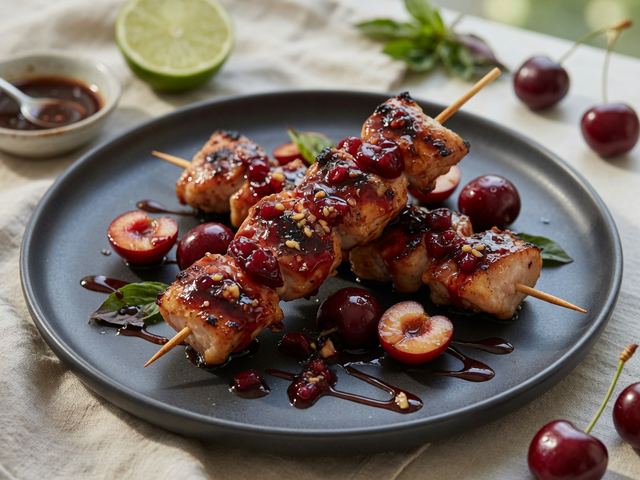 Cherry-Glazed Chicken Skewers