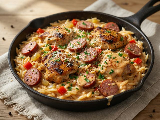 Creamy Cajun Chicken Orzo Skillet