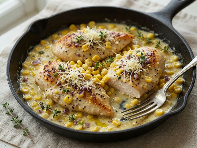 Creamy Fresh-Corn Chicken Skillet