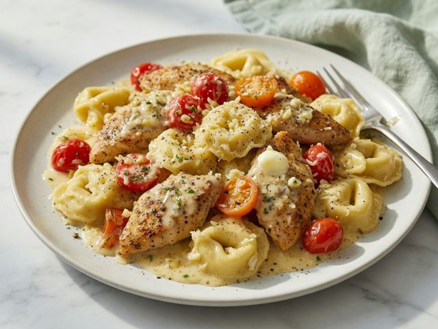 Creamy Garlic Parmesan Tortellini Skillet with Chicken