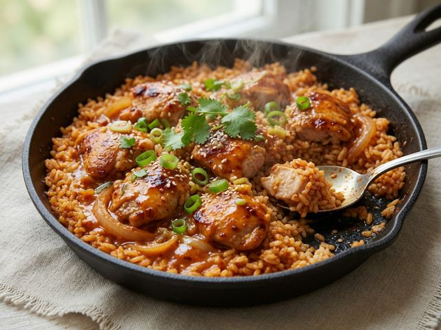 Creamy Gochujang Chicken and Rice Skillet