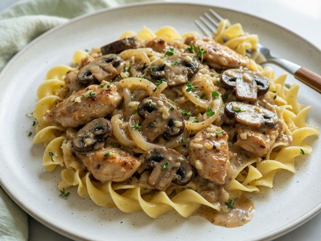 Creamy Mushroom Chicken Stroganoff