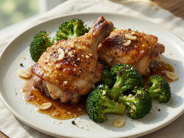 Crispy Honey-Garlic Chicken Thighs with Broccoli