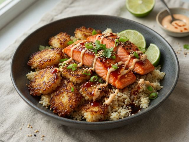 Crispy Rice Spicy Salmon Bowls