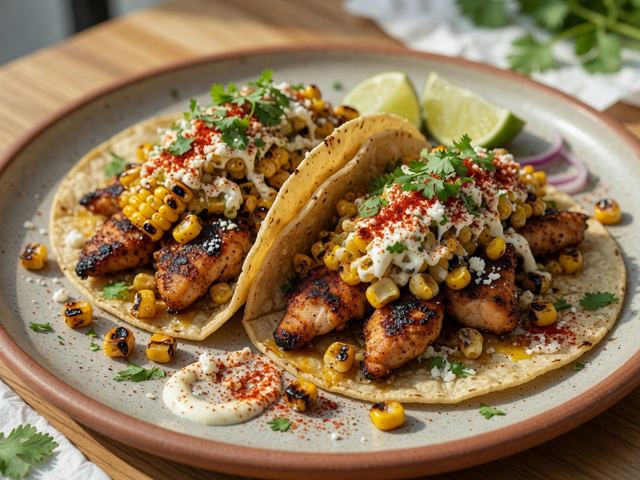 Elote-Style Street Corn Chicken Tacos