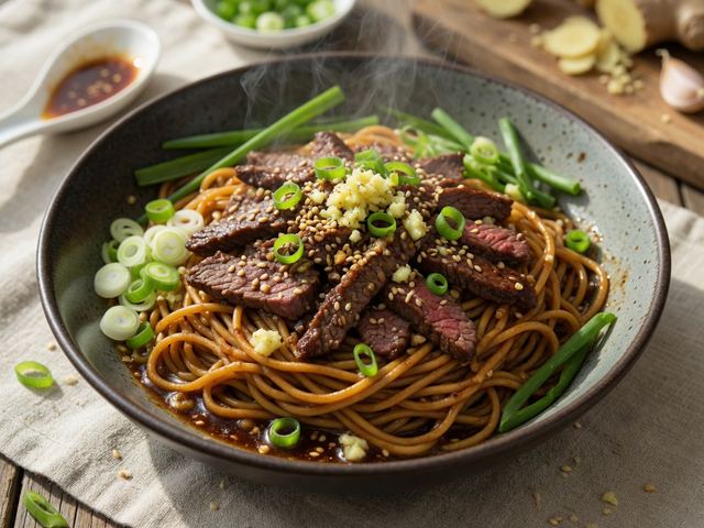 Ginger-Scallion Beef Noodle Bowls