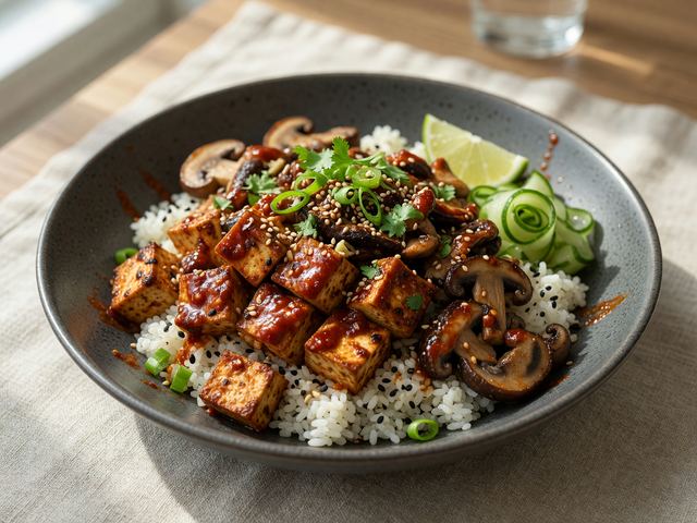 Gochujang Tofu and Mushroom Bowls