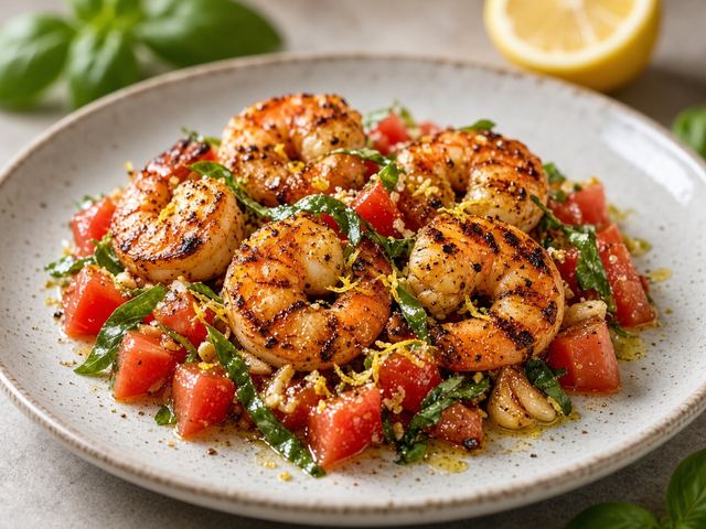 Grilled Shrimp with Basil Tomato Salsa