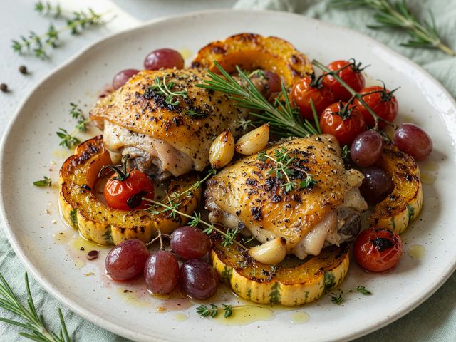 Herb Roasted Squash & Grape Chicken