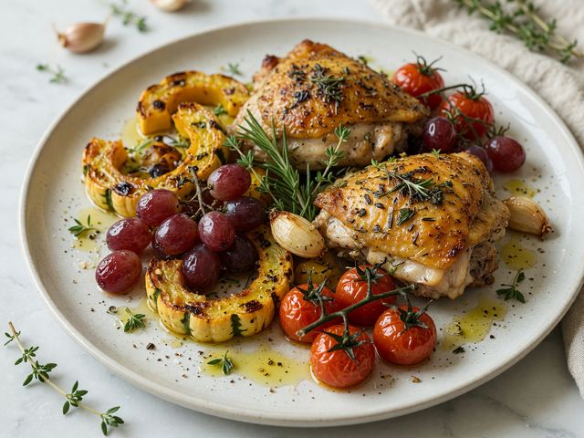 Herb Roasted Squash & Grape Chicken