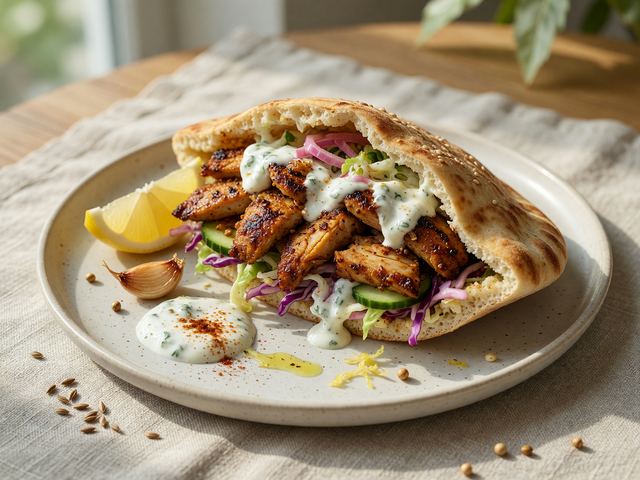 High-Protein Crispy Chicken Shawarma Pita