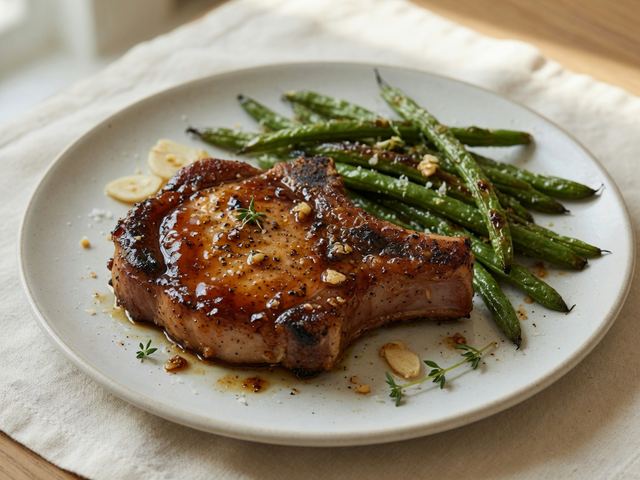 Honey Garlic Pork Chops with Roasted Green Beans