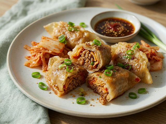 Kimchi Pork Rice-Paper Dumplings