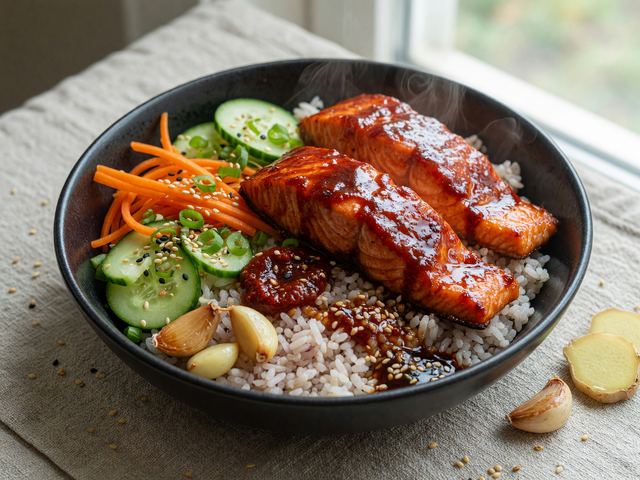 Korean Gochujang Glazed Salmon Bowls