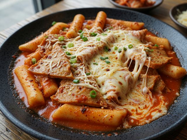 Korean Rose Tteokbokki with Fish Cakes