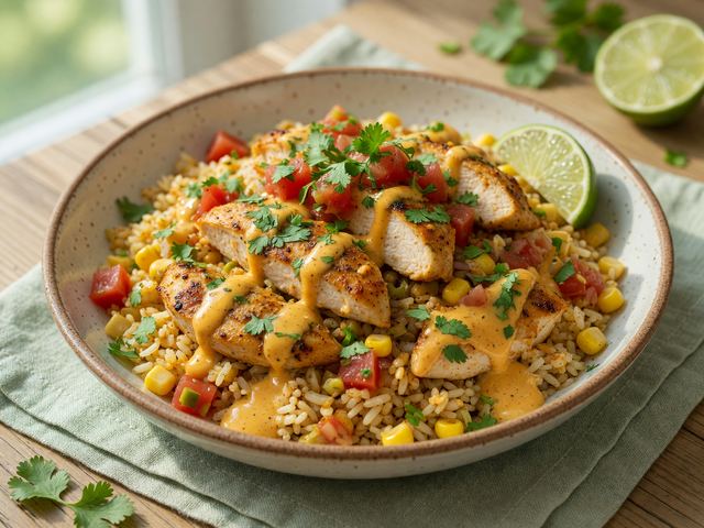 Meal-Prep Queso Chicken Rice