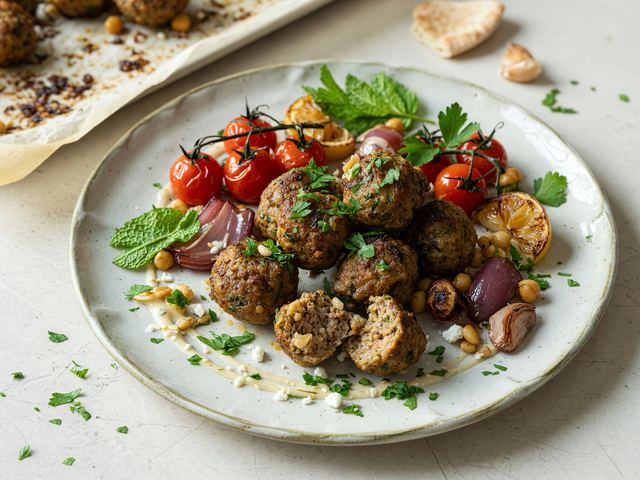 Mediterranean Lamb Meatballs Sheet-Pan