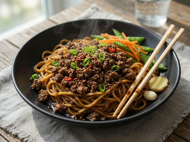 Mongolian Ground Beef Noodle Bowls