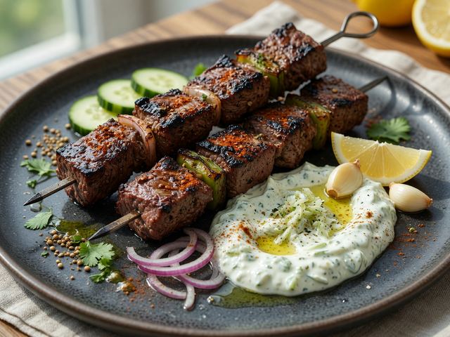 Muscle-Building Beef Kabob with Cucumber Yogurt