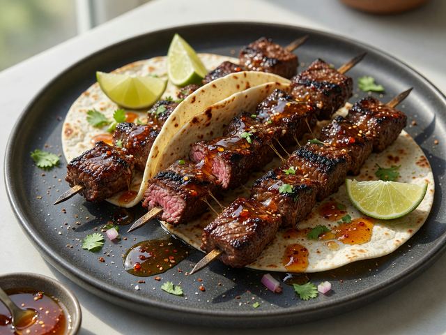 Muscle-Building Hot Honey Beef Tortilla Kebabs