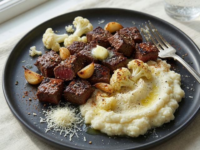 Muscle-Building Steak Bites with Cauli Mash