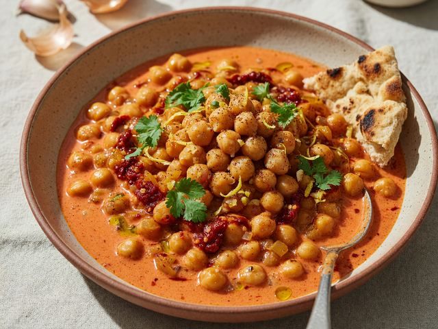 One-Pan Creamy Harissa Chickpeas