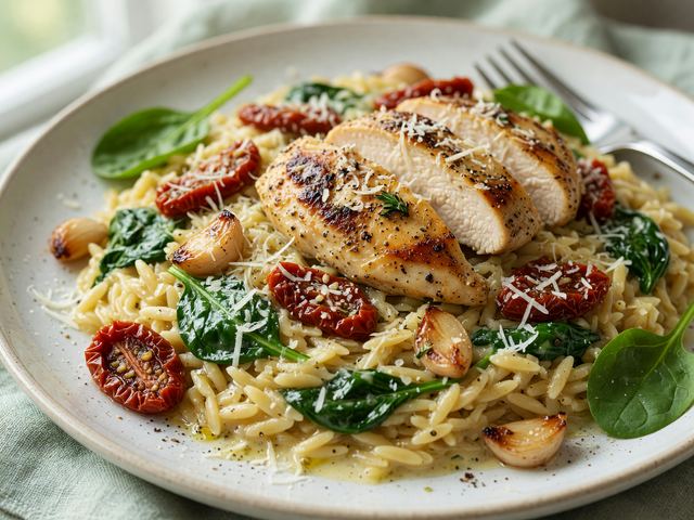 One-Pan Creamy Tuscan Chicken Orzo