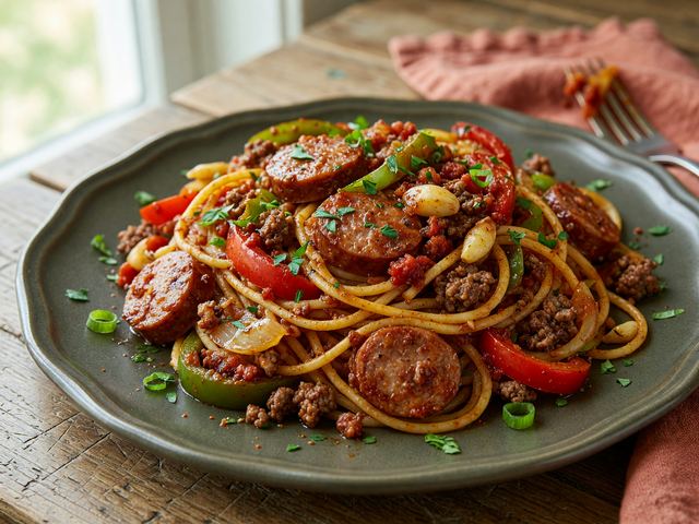 One-Pan Dirty Spaghetti with Peppers