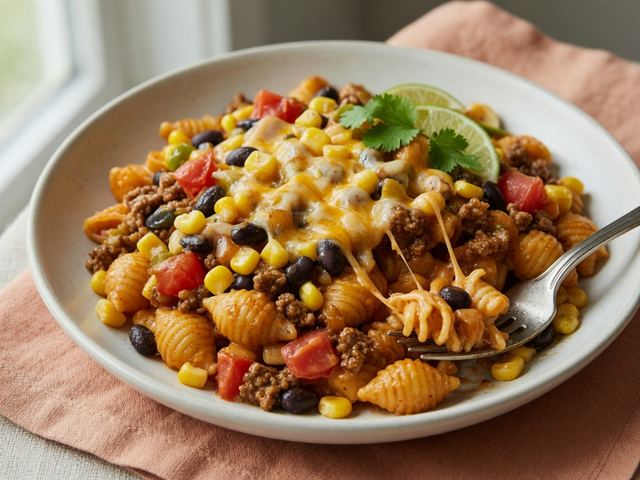 One-Pot Cheesy Beef Taco Pasta