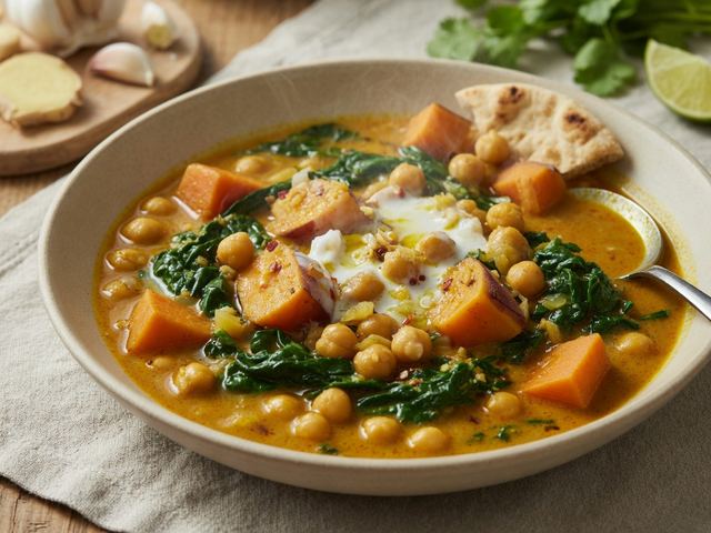 One-Pot Coconut Curry Chickpea and Spinach Stew