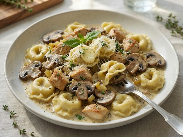 One-Pot Creamy Chicken and Mushroom Tortellini