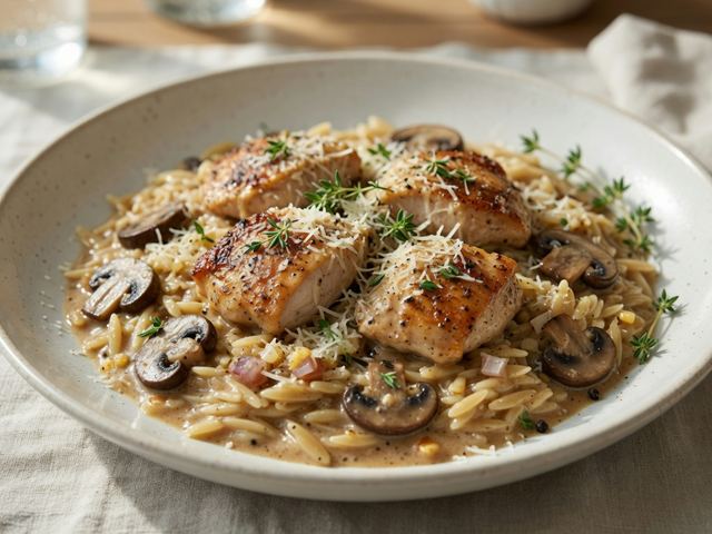 One-Pot Creamy Chicken Marsala Orzo
