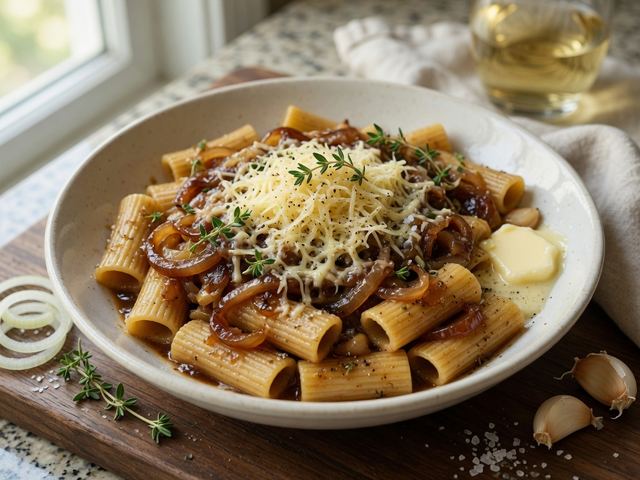 One-Pot French Onion Pasta with Gruyère