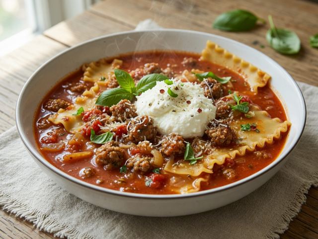 One-Pot Lasagna Soup with Italian Sausage & Ricotta
