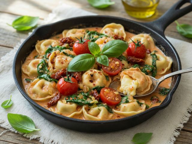 One-Skillet Creamy Tomato Basil Tortellini