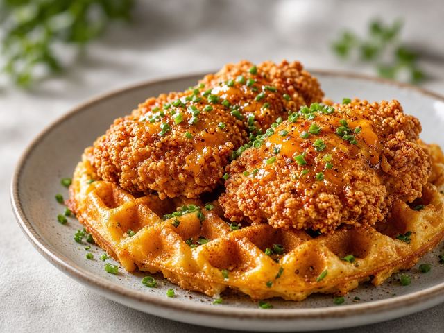 Savory Cheddar Chive Chicken & Waffle