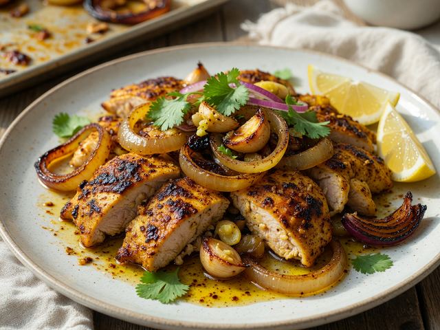Sheet-Pan Chicken Shawarma with Onions