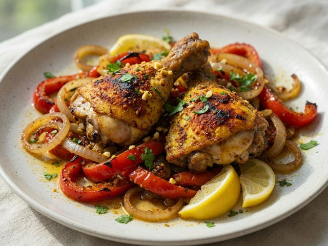 Sheet-Pan Chicken Shawarma with Peppers & Onions