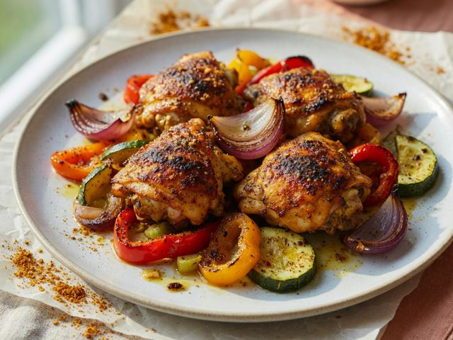Sheet-Pan Chicken Shawarma with Roasted Vegetables